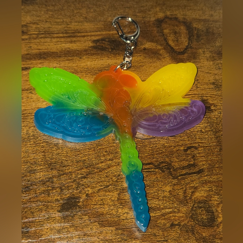 Colorful Resin Dragonfly Keychain